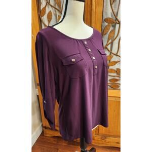 PerSeption Petite, Plum blouse, size PXL